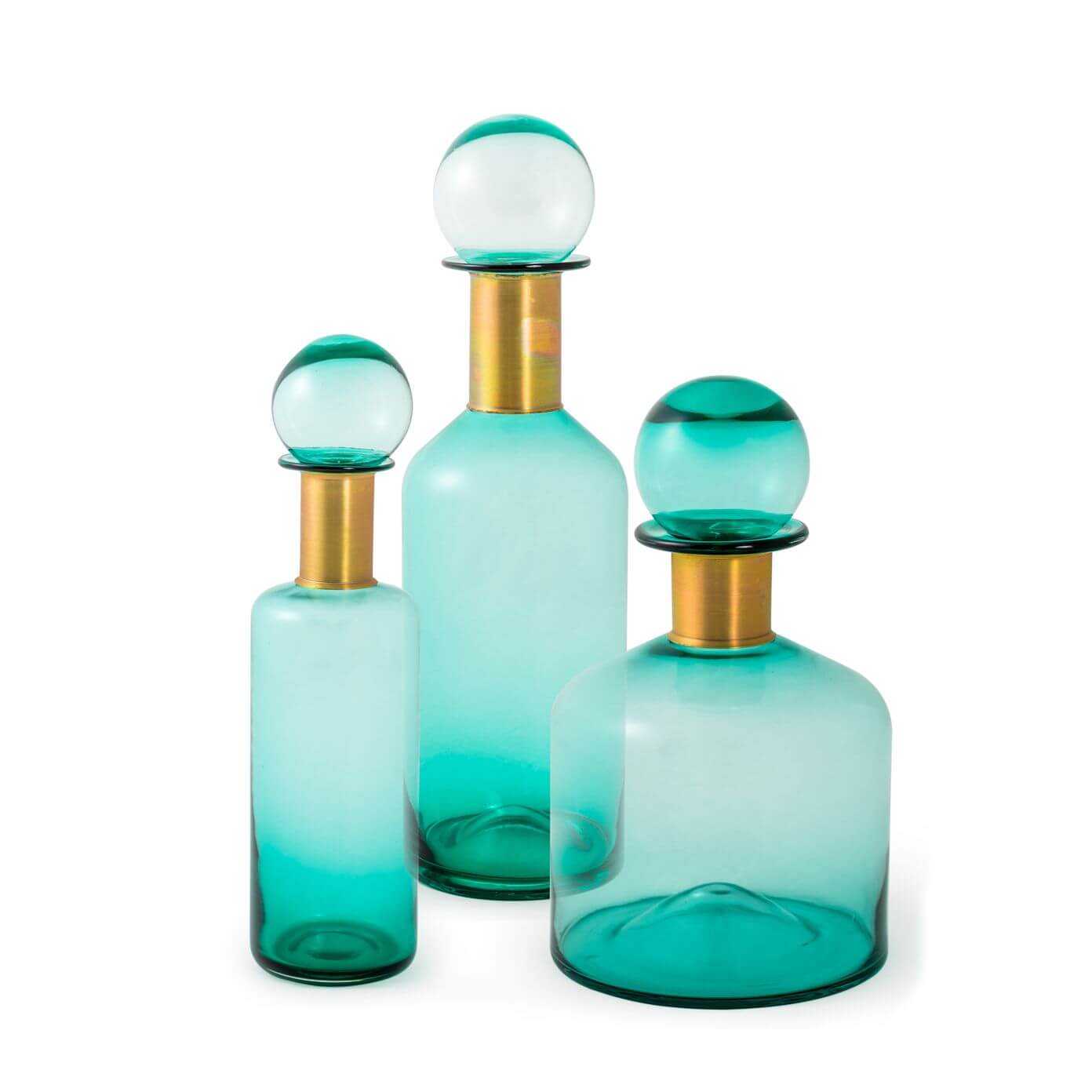 Teal Glass Bottle Set Richard Grafton Interiors